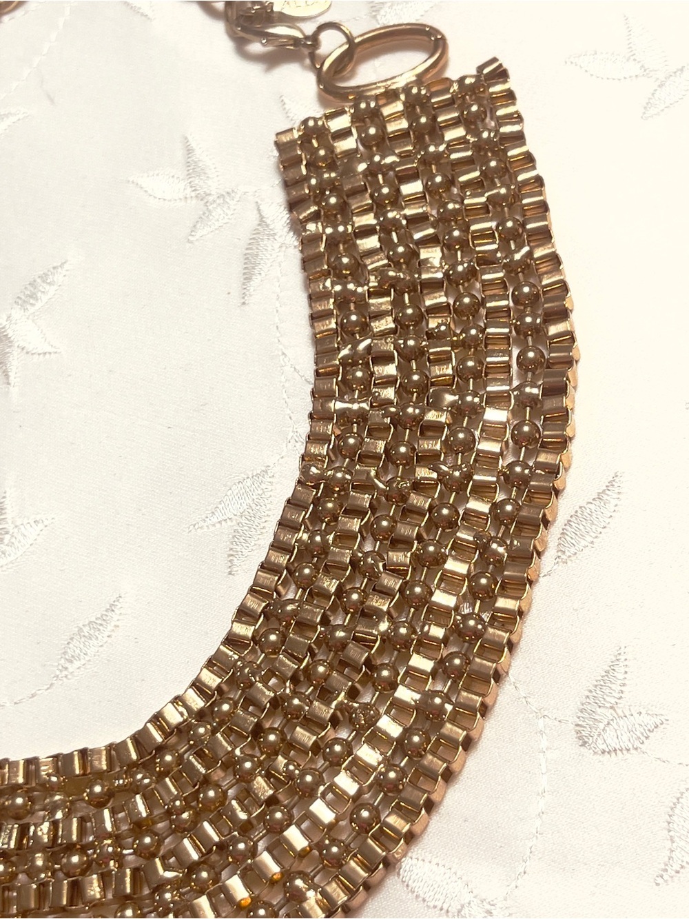 Aldo Collar Bib Gold Toned Box Chain Necklace - Picture 5 of 6